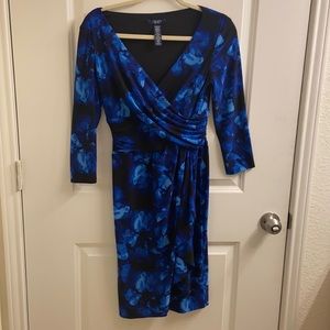 Chaps Ralph Lauren Black and Blue floral dress.